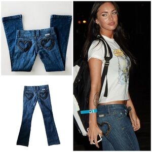 Y2K Heart Studded Pockets Low Rise Jeans As Seen On Megan Fox